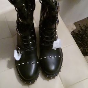 Black leather boots